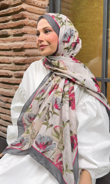 شال قطنية بنمط الورد ps72 - الصورة 2
