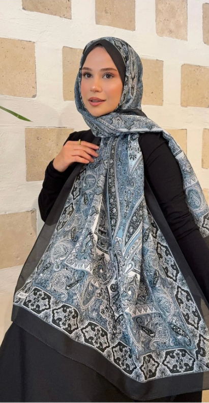 شال قطنية بنمط الورد ps72 - الصورة 4